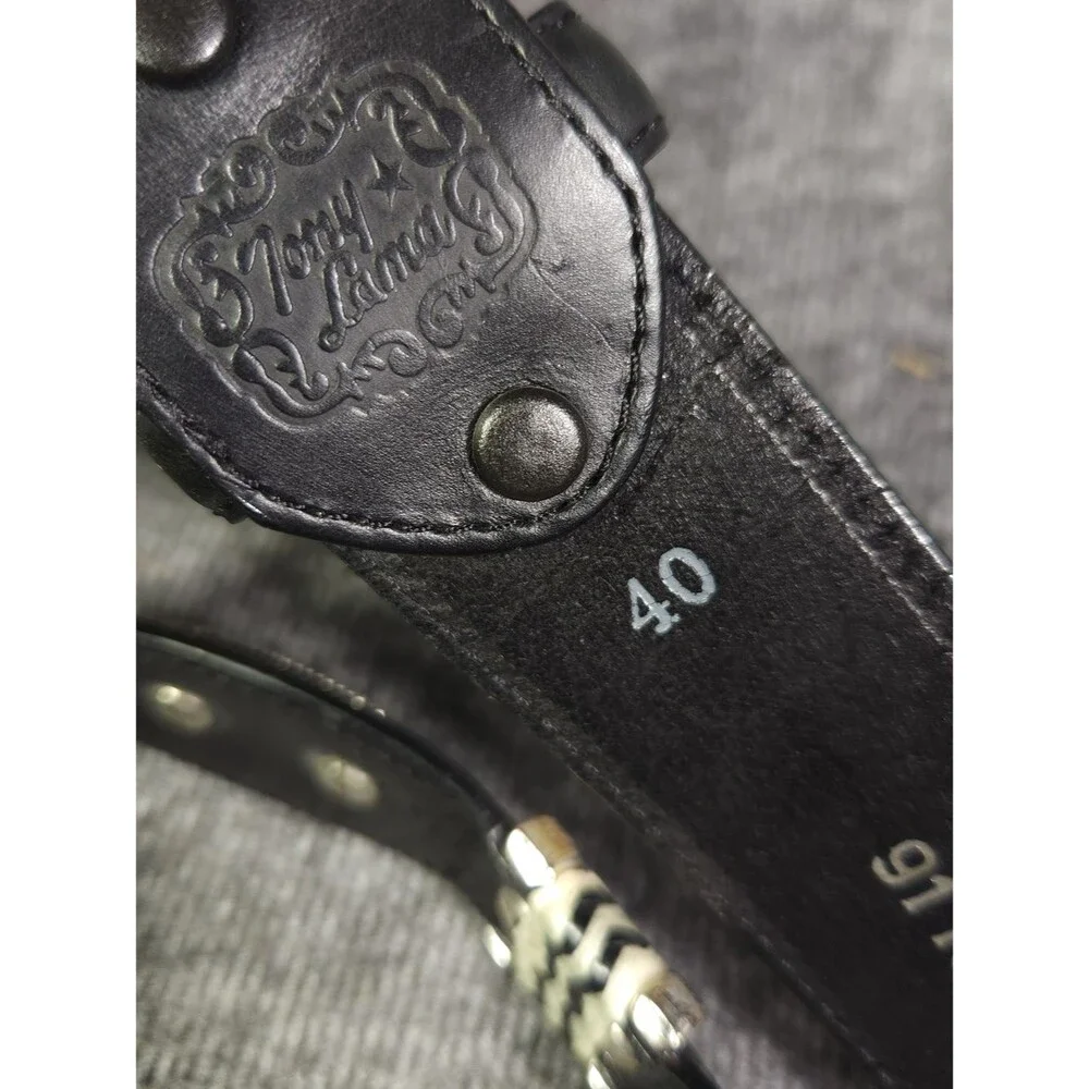 Tony Lama Hand-Tooled Brown Or Black Leather Men’s Belt Silver Conchos Size 40